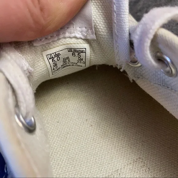 Vans Off The Wall Blue Stripe Size 6.5 Womens Sneakers Shoes Lace up - Picture 10 of 10